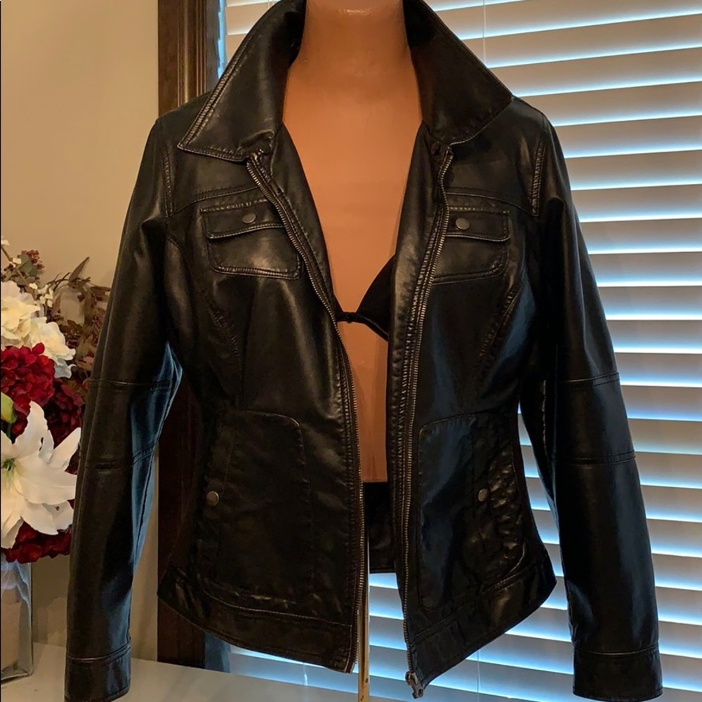 Black faux leather jacket